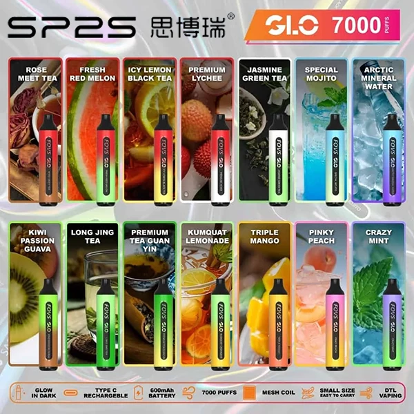 15種口味 | SP2S GLO抛棄式電子煙7000口 | 思博瑞一次性電子菸 🔋可充電 #⚡️現貨快出⚡️